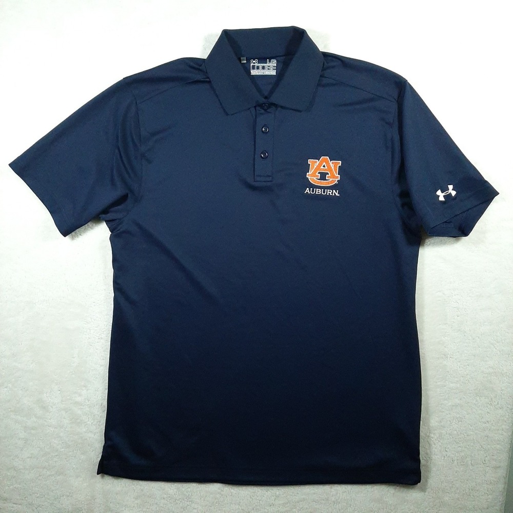 Under Armour HeatGear Auburn Men's Polo Navy Blue Size L Loose Fit Lightweight